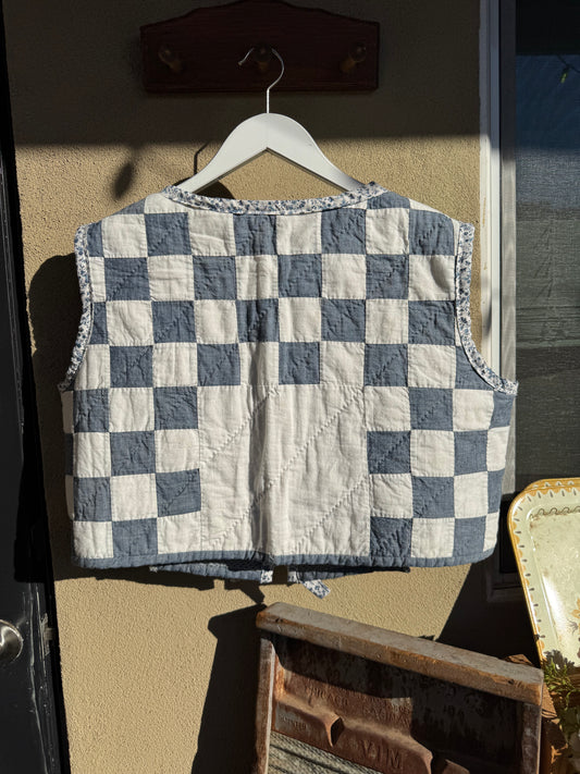 Blueberry Gingham Tie Vest (XL)