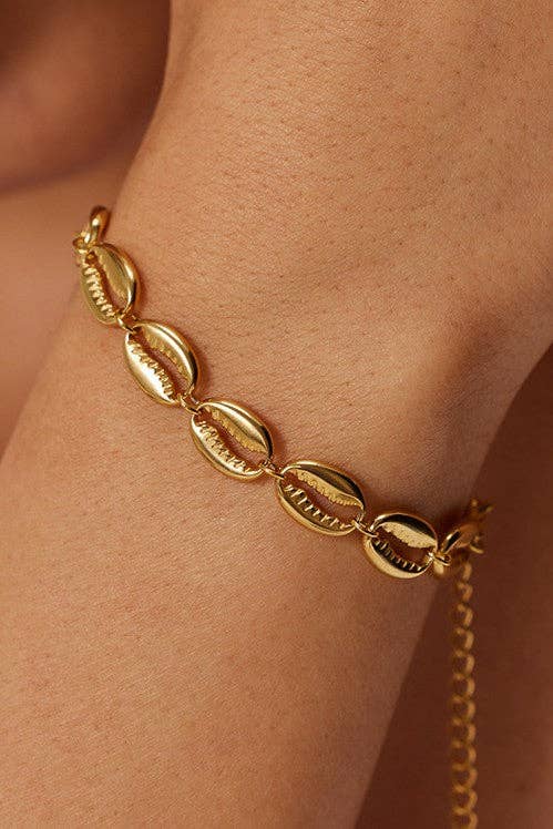 18K Gold Plated Stainless Steel Cowrie Shell Bracelet