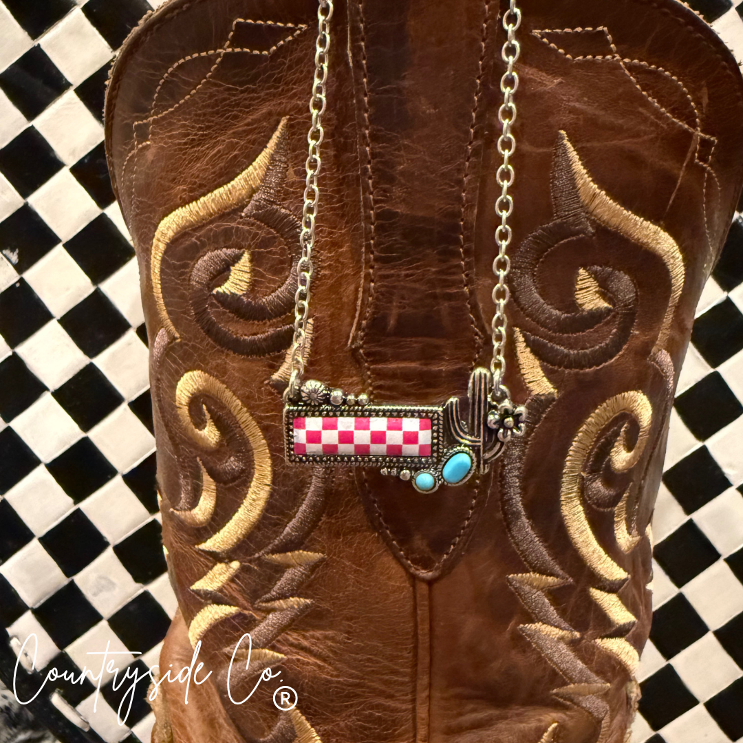 Wild West Pink Checkered Necklace
