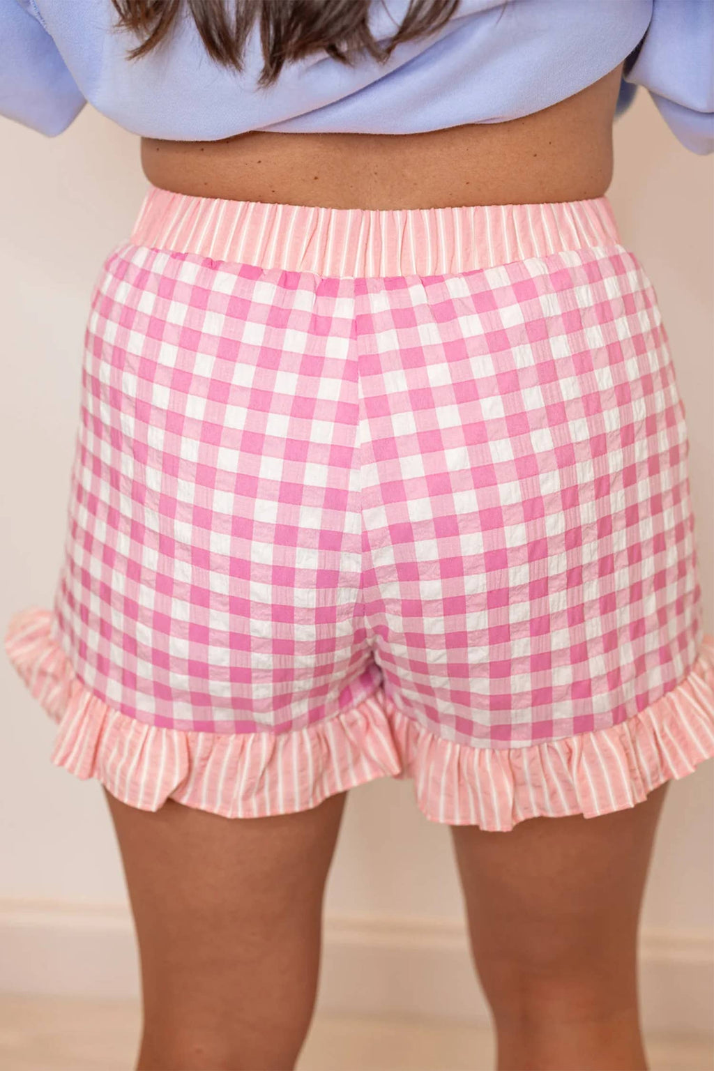Summer 2026 fashion Gingham Print Ruffled Shorts