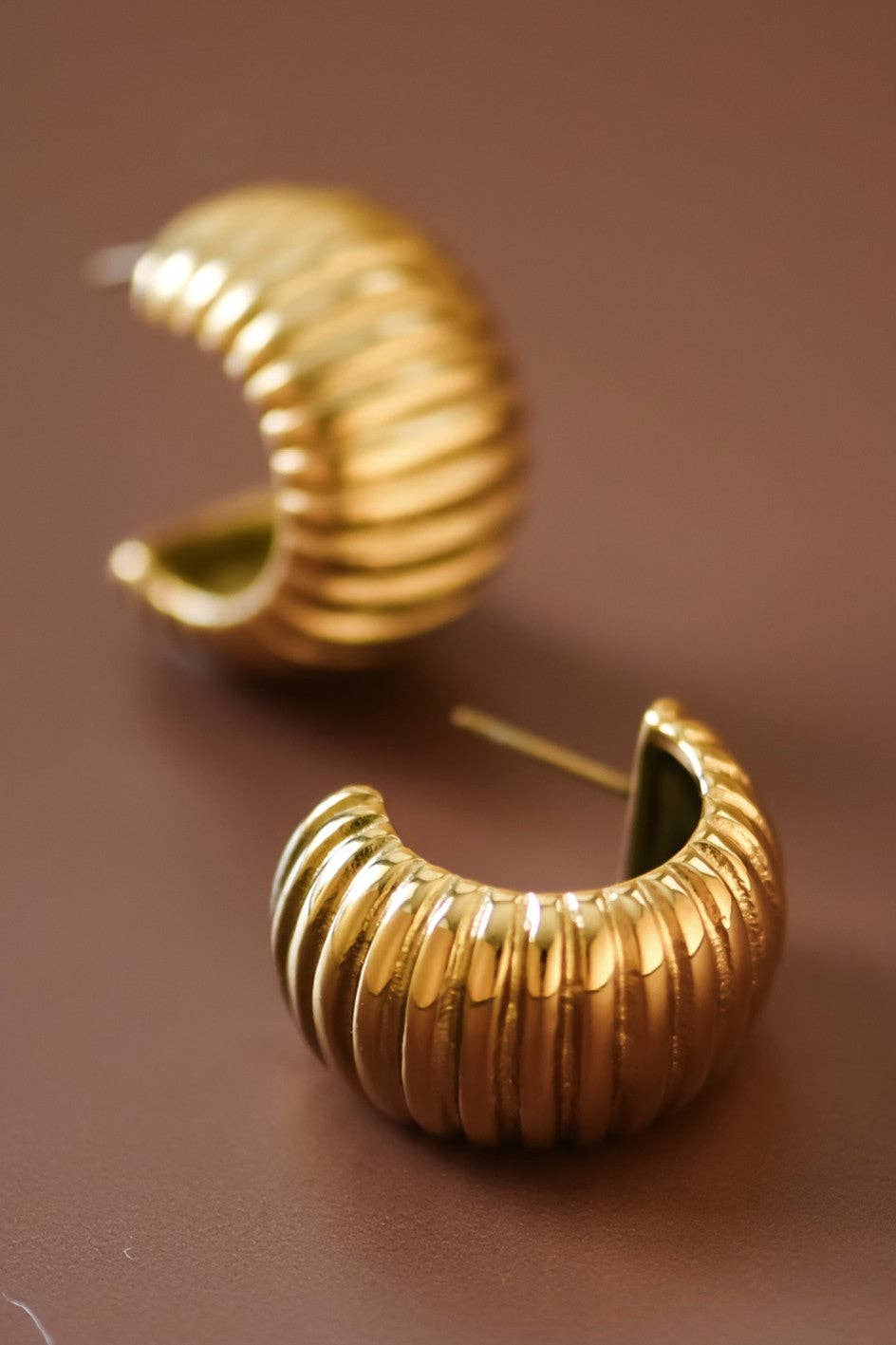 18K Gold Plated Waterproof Stainless Steel Hoop Earrings