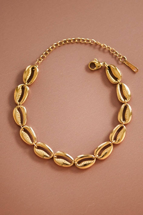 18K Gold Plated Stainless Steel Cowrie Shell Bracelet