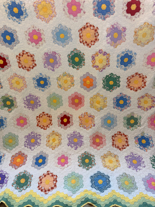 Flower Power with Green and Yellow Border