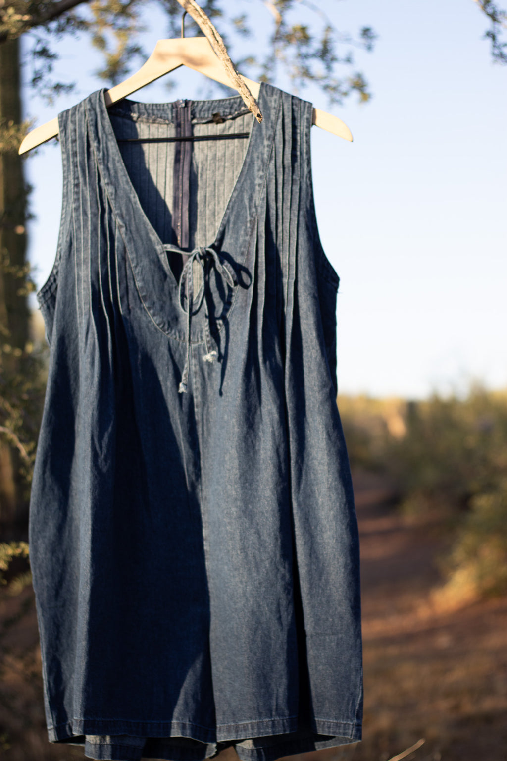 Tie-Front Denim Romper – Light & Dark Wash