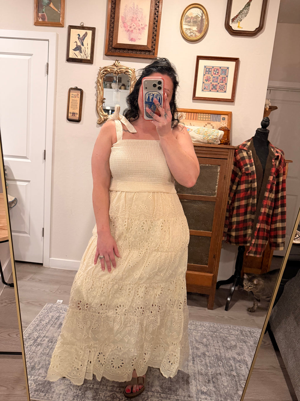 EMBROIDERED ELASTICE SLEVVESLESS MAXI DRESS