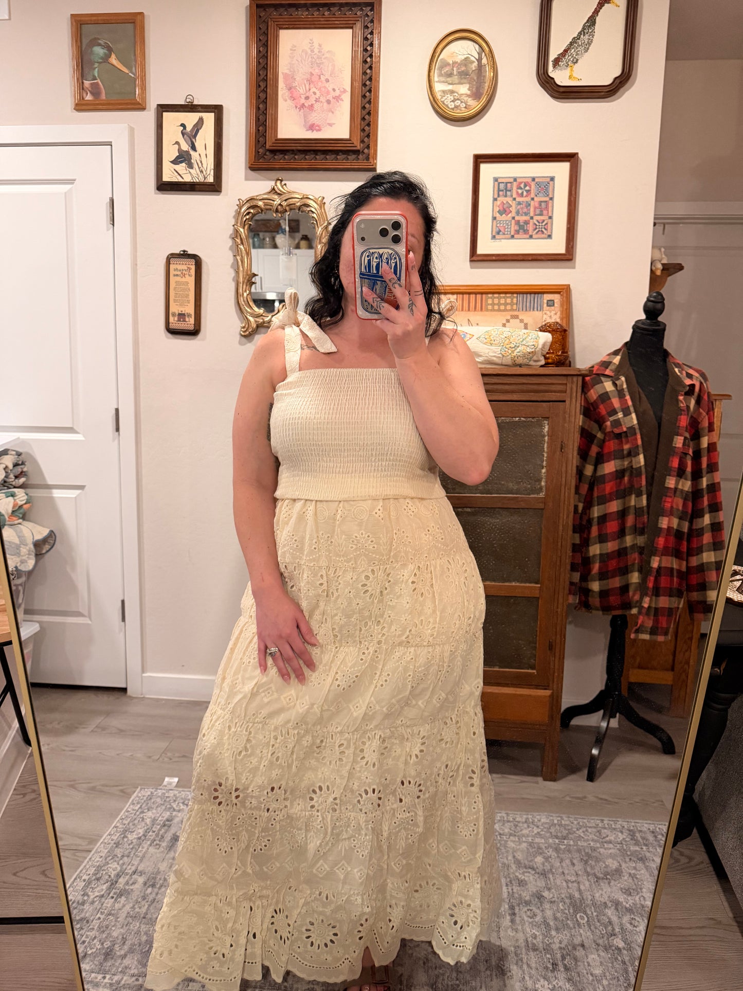 Elastic Maxi Dress Eyelet