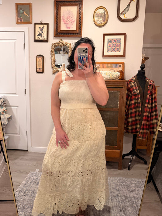 Elastic Maxi Dress Eyelet