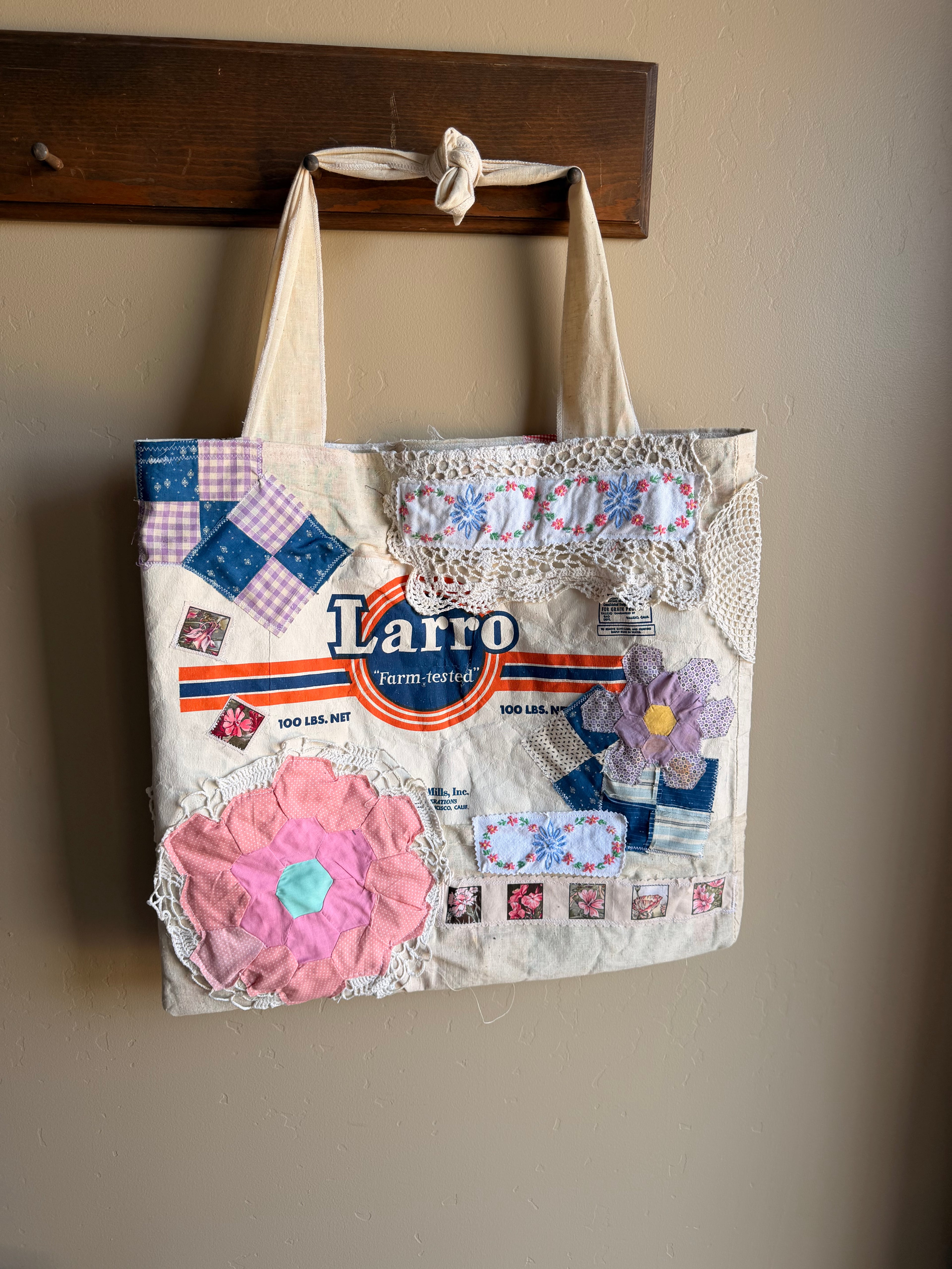 Larro Patchwork Market Tote – Vintage Feed Sack