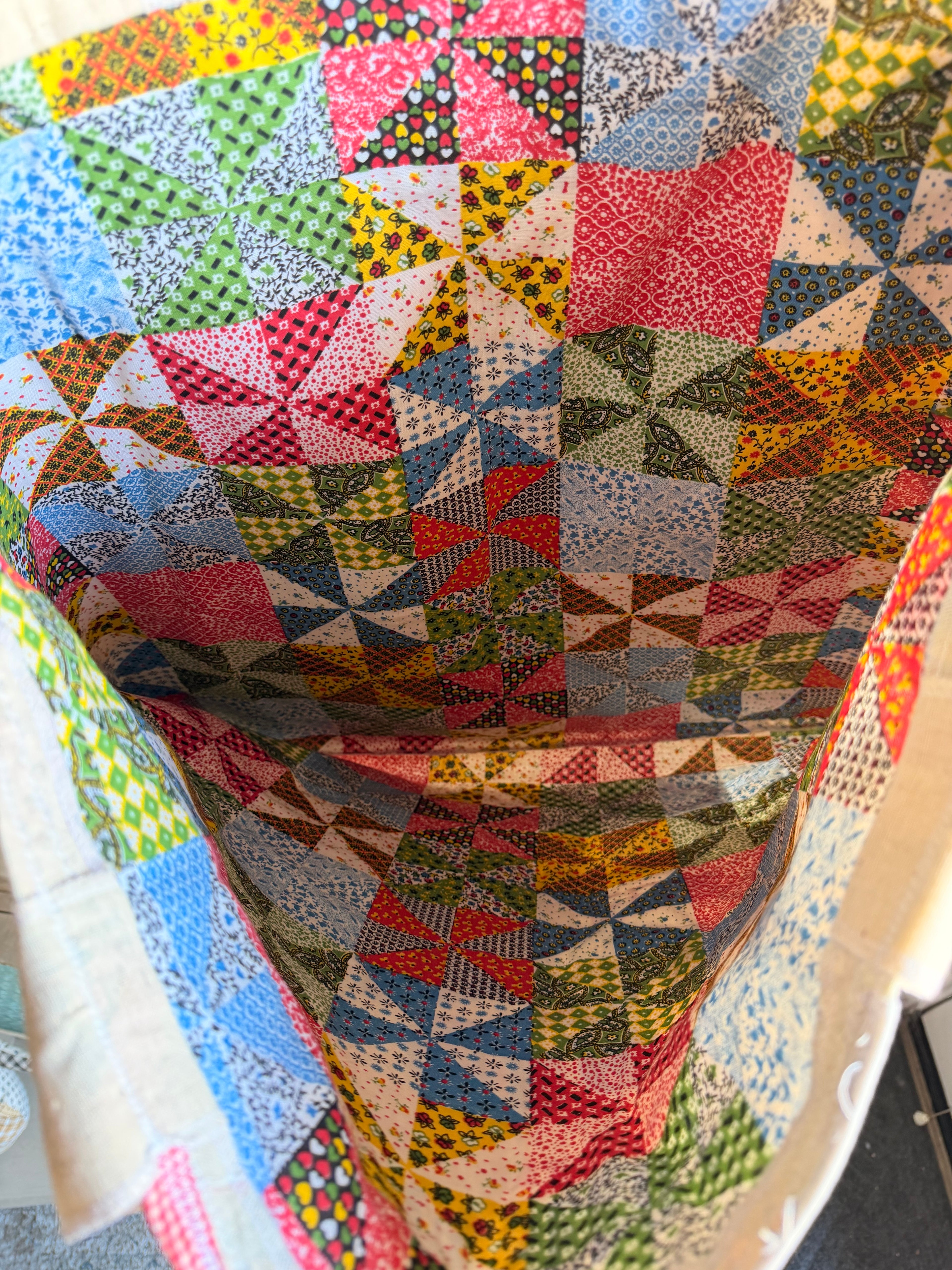 Larro Patchwork Market Tote – Vintage Feed Sack