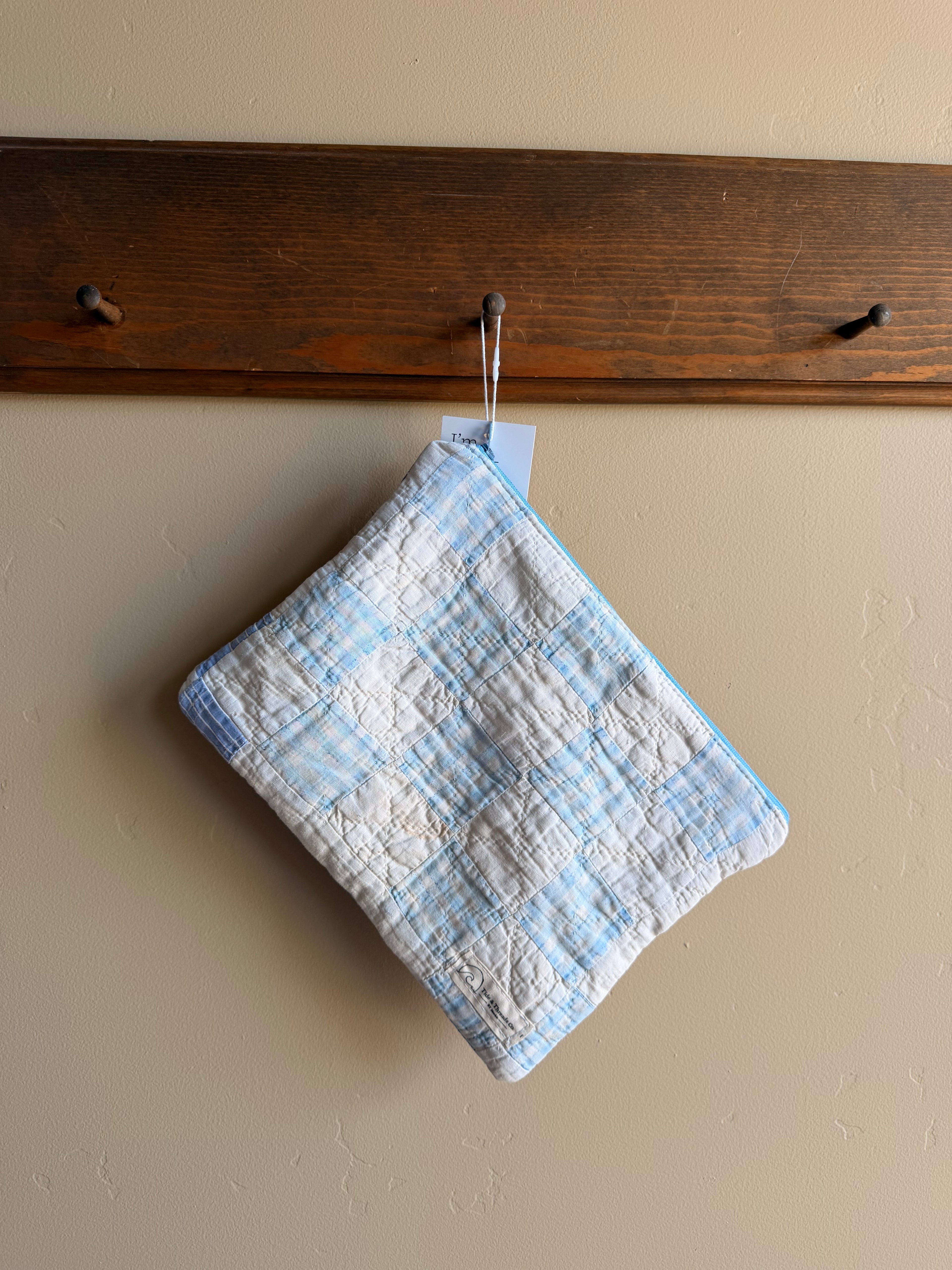 Blue Check Zippered Pouch – Vintage Quilt
