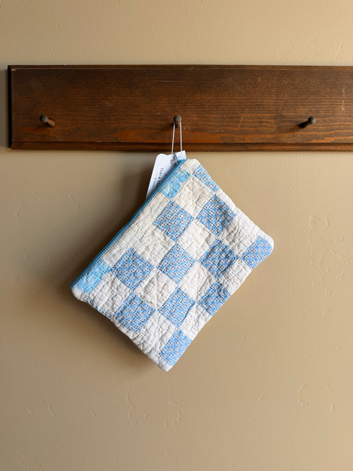Blue Check Zippered Pouch – Vintage Quilt