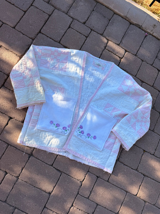 Blush Cottage Quilt Coat- Oversized Medium