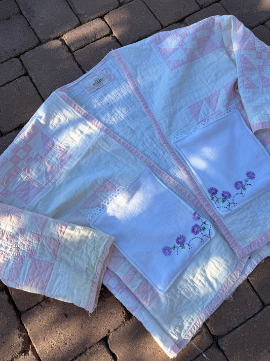 Blush Cottage Quilt Coat- Oversized Medium