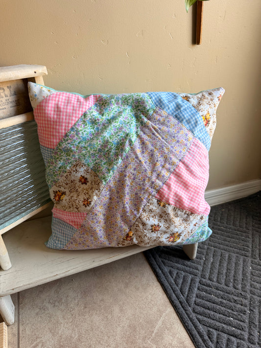 Vintage Quilted Patchwork Pillow Cover & Pillow