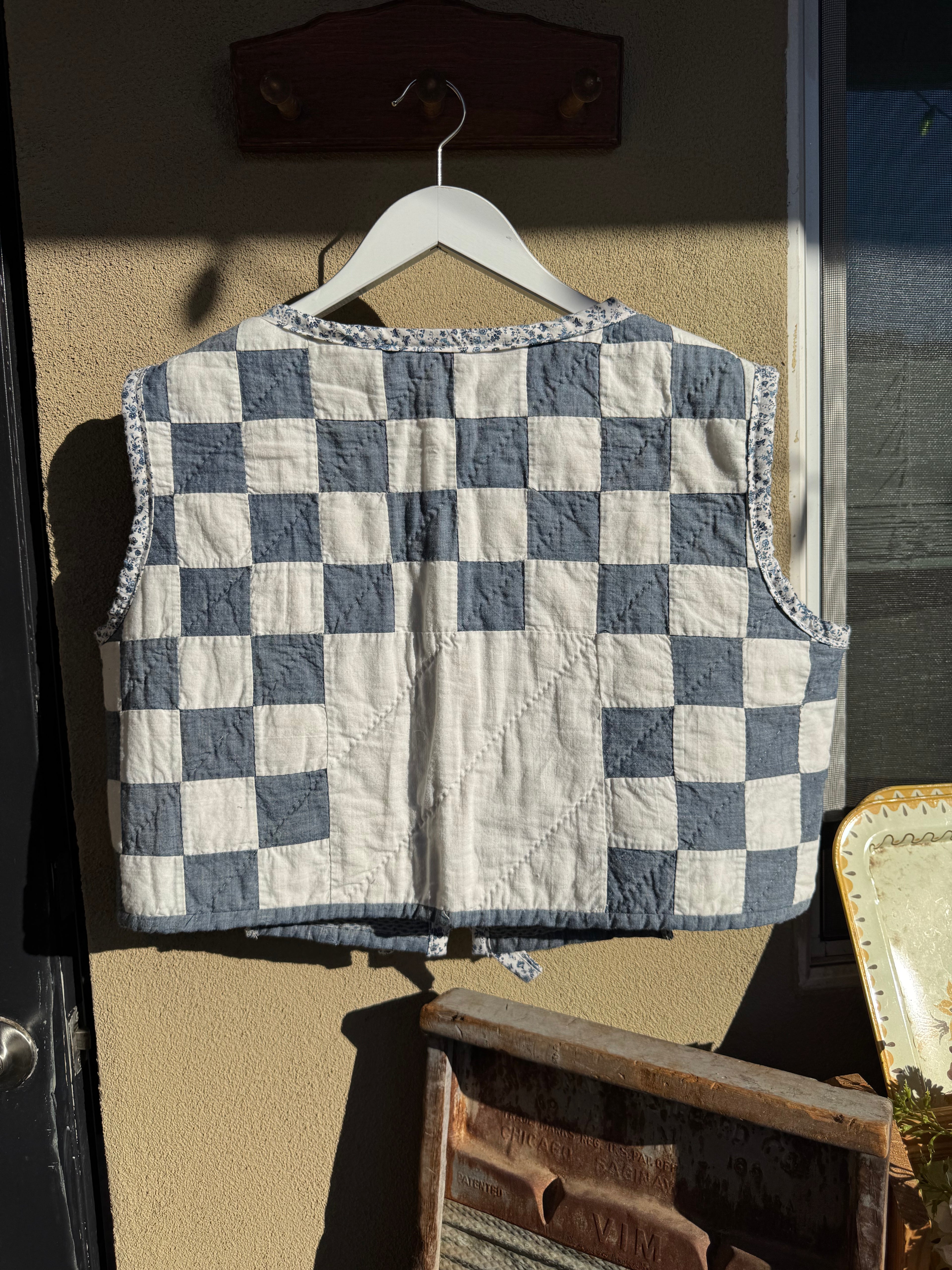 Blueberry Gingham Tie Vest (XL)